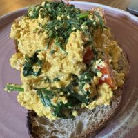 Tofu scramble toast   at Veganic in Krakow