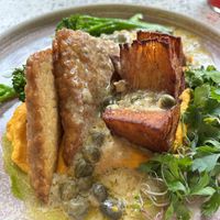 Marinated tempeh main  at Veganic in Krakow