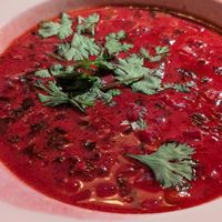 Beet soup at Veganic in Krakow