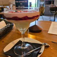 Strawberry and lime mousse at Veganic in Krakow