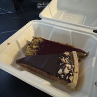 Pistachio tart and kinder bueno tart  at Veganic in Krakow