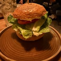 One of the burger options “chicken” at Veganic in Krakow