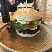 Beef-style seitan burger  at Veganic in Krakow