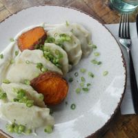 Vegan pierogi at Veganic in Krakow