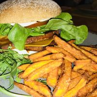 Marinated tofu burger  at Veganic in Krakow