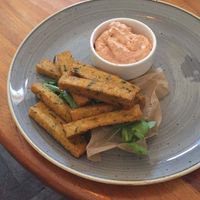 Vegan herbal polenta fries - delicious! at Veganic in Krakow