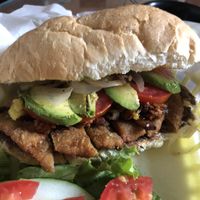 Torta de milanesa con pastor  at Tomeiro in Leon