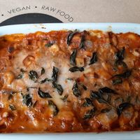 Lasanha de pupunha at Casa Raw in Sao Paulo