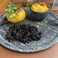 Bobó de moranga e cogumelos, e farofa com castanhas de caju  at Casa Raw in Sao Paulo