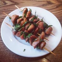 Really tasty skewers. Firm texture with crispy leaves. at Minh Chay - Ma May in Hanoi