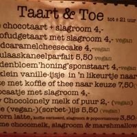Menu with sweets at Kult in Groningen