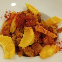 Migas con naranja at El Fogon Verde in Madrid