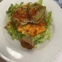 Artichoke and potatoes  at El Fogon Verde in Madrid