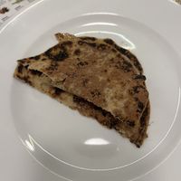 Pear pancake dessert  at El Fogon Verde in Madrid