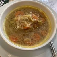 Purrusalda. Sopa de cebolla, patata, puerro y zanahoria.   at El Fogon Verde in Madrid