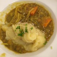 Lentil dal and mashed potatoes-favorite course today at El Fogon Verde in Madrid