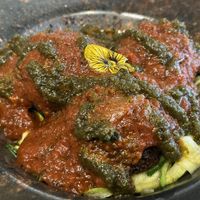 Meatball entree- yum!!!!  at Cookaluzka in Madrid