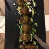 Amazing croquettes/croquetas with honey mustard sauce at Cookaluzka in Madrid