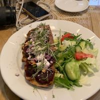 Beetroot toast   at Veget in Prague