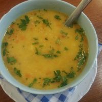 Cauliflower soup with red lentils at Veget in Prague