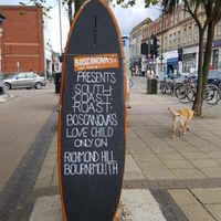 Sandwich (surf )board at Cafe Boscanova in Bournemouth