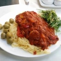 Goulash with seitan at Mayka in Belgrade