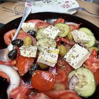 Greek salad with optional fetaa  at Mayka in Belgrade