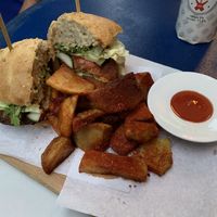 Hambúrguer and the perfect potatoes. at Mayka in Belgrade