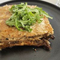 Vegan moussaka at Nice n Easy in Mykonos