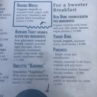 Breakfast options at Nice n Easy in Mykonos