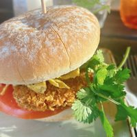burger with chicken patty  at Hans im Glück in Koblenz