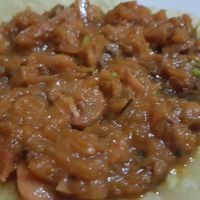 Garlic mushroom on puri (vg) at Raj Tandoori in Newcastle Upon Tyne