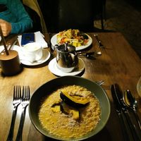 Barley risotto w acorn squash at Fairmont Le Chateau Montebello in Montebello