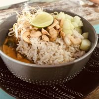 Red Curry mit Tempeh und Tofu 💚  at Bali Eco Deli in Lembongan