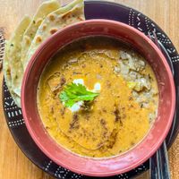 Lentils daal with naan bread   at Bali Eco Deli in Lembongan