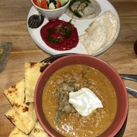Lentil dahl and pitta/veg with beetroot hummus and cashew dip  at Bali Eco Deli in Lembongan