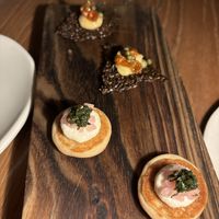 Buckwheat crumpet and smoked tomato+ linseed  at Yellow in Sydney