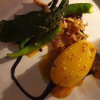 Dutch cream potato with fushimi, crispy kale at Yellow in Sydney