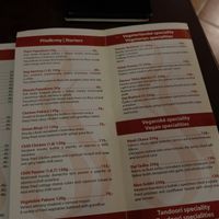 Vegan Menu at Aroma Indian Restaurant in Olomouc