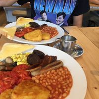 vegan cooked breakfast with VEGAN black pudding!!  at Green Kitchen in Brighton