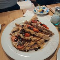 French toast with chocolate and strawberry at Green Kitchen in Brighton