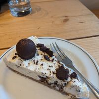 Lucky Cat truffle cheesecake. Sooooo rich. Mega treat 💚 at Green Kitchen in Brighton