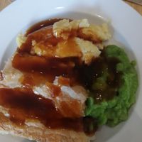 Seitan steak and ale pie with mushy peas at Green Kitchen in Brighton