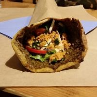 Roll yummy w/hummus +spicy :) at Feyrouz in Athens