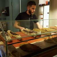 clean and well organised counter  at Feyrouz in Athens