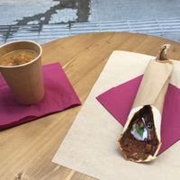 Vegan soup and non-veg lahmacun for meat lovers at Feyrouz in Athens