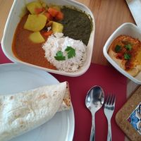 Vegan mixed platter tale away during Covid 19 lockdown at Im Herzen Afrikas in Mainz