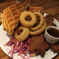 Fried Seitan, Onion Rings, Waffles, cole slaw at The Diner - Strand in London