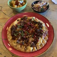 Keema flatbread and patas bravas   at Quinto Lounge in Sutton Coldfield