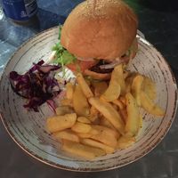 Tempeh burger at Single Fin in Fuerteventura